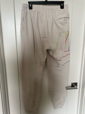 Nike Light Beige Men's Jogger Sweatpants with Multicolor Outline Logo
